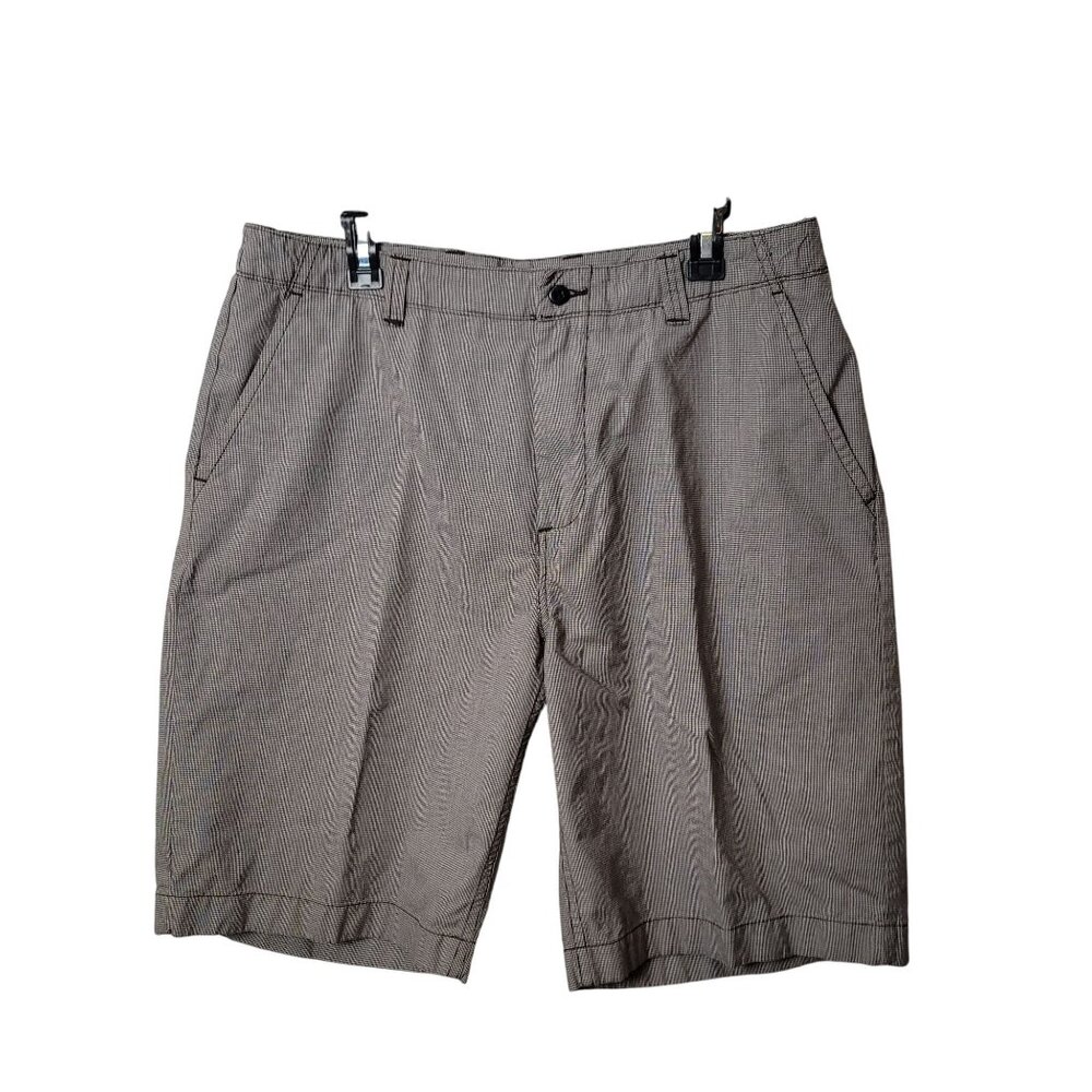 Cremeux Classics Mens Gray Houndstooth Flat Front Shorts Size 38 Cotton Blend Wi